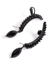 Matte Black Marquise Cuff Earrings - link has visual effect only
