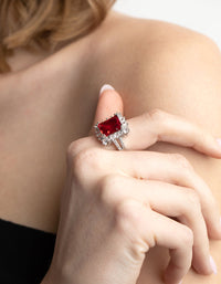 Ruby Cubic Zirconia Asscher Ring - link has visual effect only