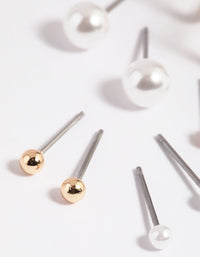 Gold Pearl Stud and Hoop Earring Pack - link has visual effect only