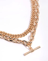 Gold Fob Chain Layered Necklace - link has visual effect only