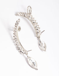 Silver Diamante Marquise Cuff Earrings - link has visual effect only