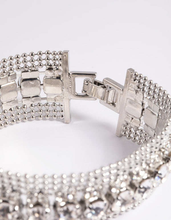 Rhodium Diamante Chain Bracelet