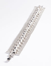 Rhodium Diamante Chain Bracelet - link has visual effect only