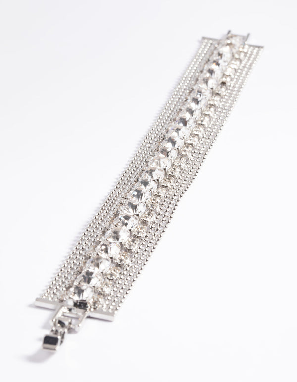 Rhodium Diamante Chain Bracelet