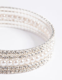 Silver Diamante and Pearl Cuff Bangle - link has visual effect only