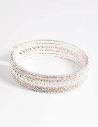 Silver Diamante and Pearl Cuff Bangle - link has visual effect only