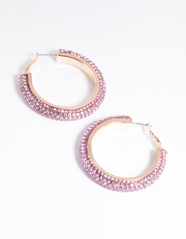 Rose Gold Pave Hoop Earrings