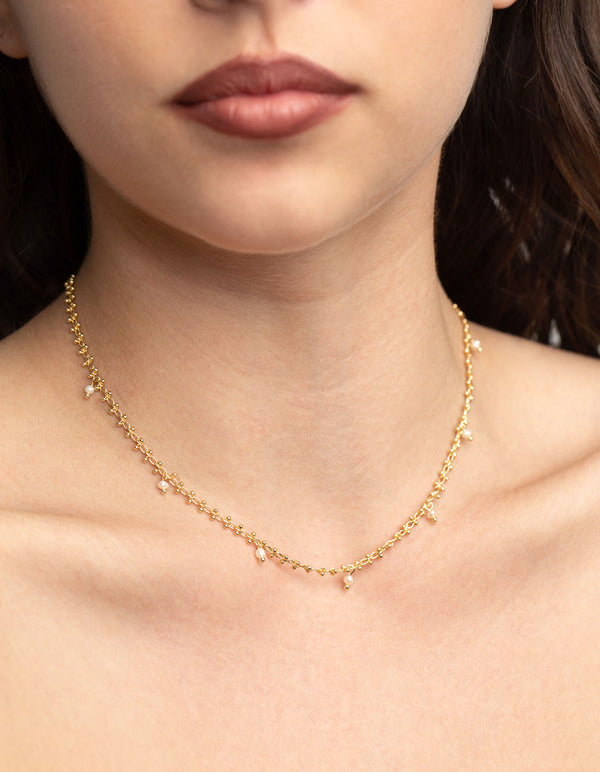 Gold Plated Freshwater Pearl Choker Necklace