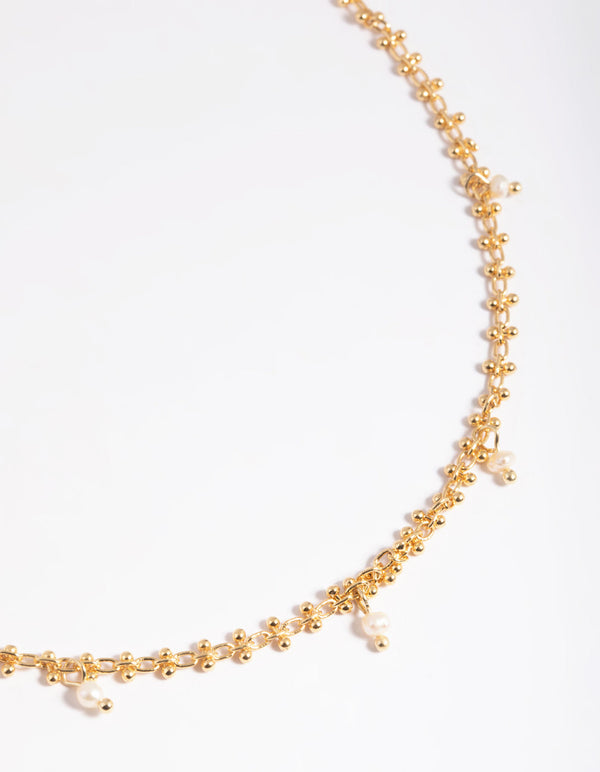 Gold Plated Freshwater Pearl Choker Necklace