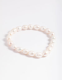 Gold Plated Freshwater Pearl Stretch Bracelet - link has visual effect only