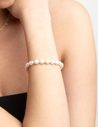 Gold Plated Freshwater Pearl Stretch Bracelet - link has visual effect only