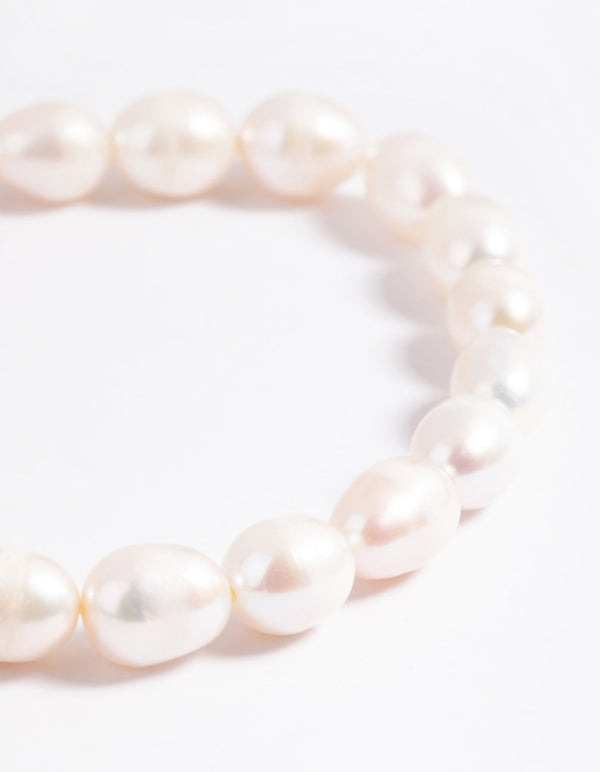 Gold Plated Freshwater Pearl Stretch Bracelet