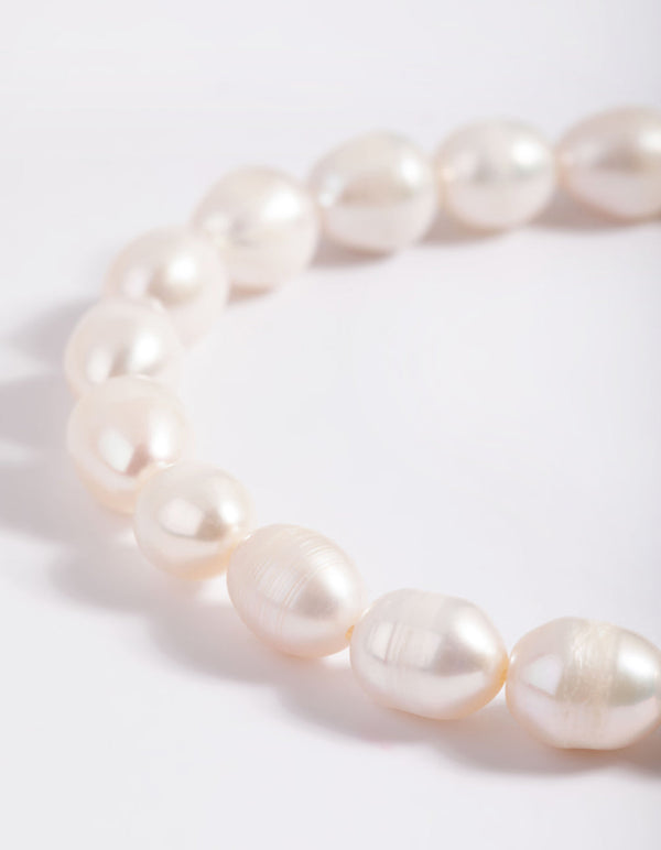 Gold Plated Freshwater Pearl Stretch Bracelet