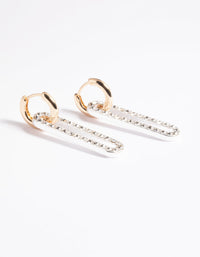 Gold Plated Oval Link Earrings - link has visual effect only