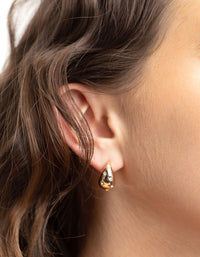 Gold Diamante Star Huggie Hoop Earrings - link has visual effect only