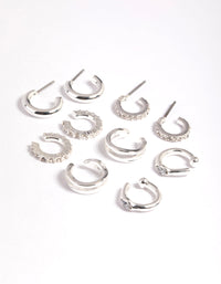 Sterling Silver Diamante Hoops 5 Pack - link has visual effect only