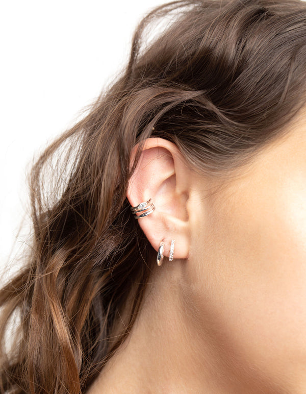 Sterling Silver Diamante Hoops 5 Pack