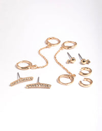 Gold Chain Huggie Hoop Earring Pack - link has visual effect only