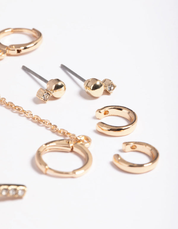 Gold Chain Huggie Hoop Earring Pack