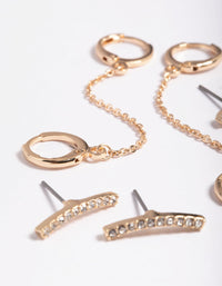 Gold Chain Huggie Hoop Earring Pack - link has visual effect only