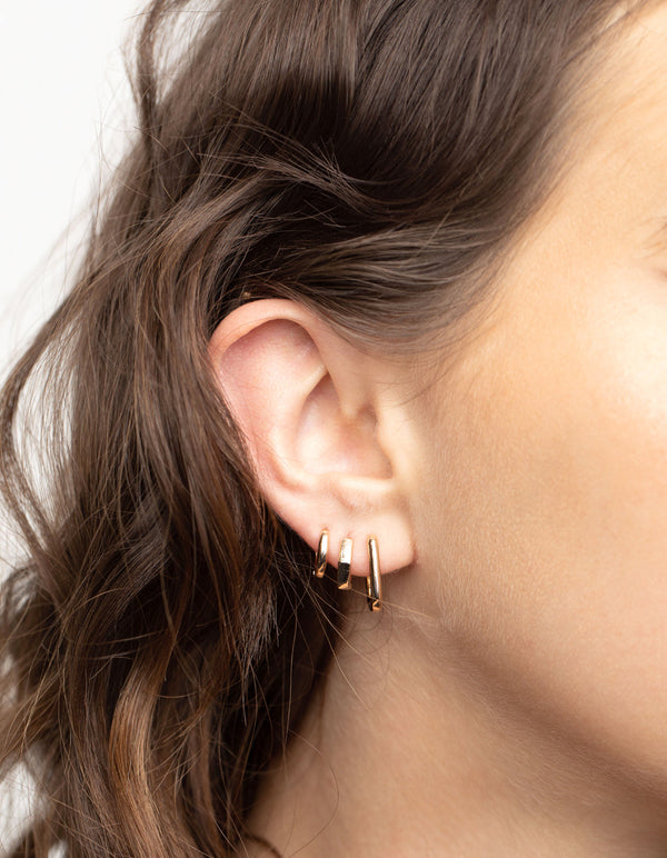 Gold Mini Shaped Huggie Earrings 3 Pack