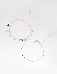 Silver 90s Charm Choker and Anklet Pack - link has visual effect only