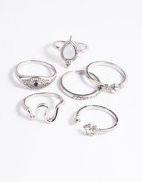 Rhodium Celestial Eye Ring 3-Pack - link has visual effect only