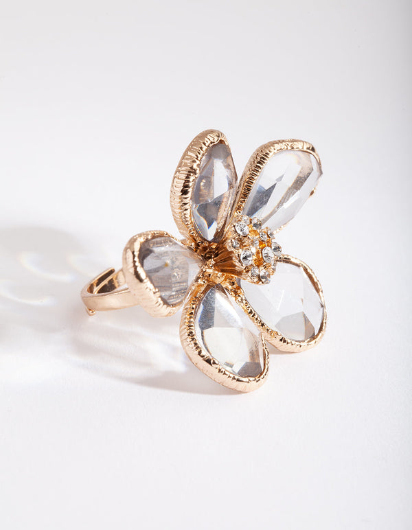 Gold Wire Wrap Flower Ring