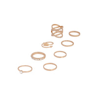 Gold Double Crossover Diamante Ring 8 Pack - link has visual effect only