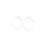 Rhodium Hexagon Hoop Earrings - link has visual effect only