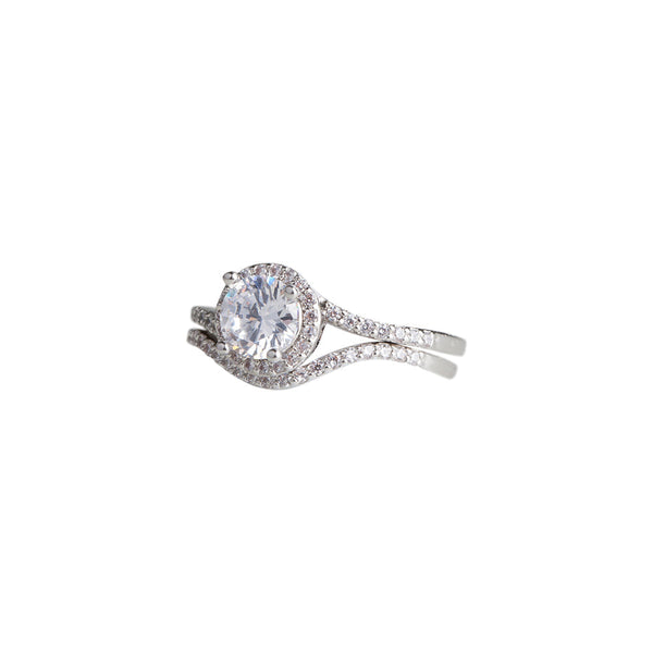 Round Crystal Wave Stack Ring