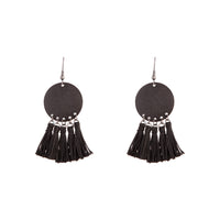 Black Sandblast Disc Tassel Earrings - link has visual effect only