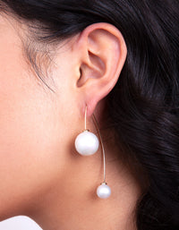 Gold Double Pearl Bead Earrings - link has visual effect only