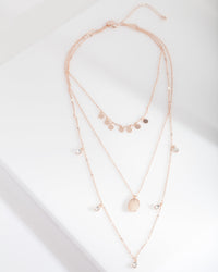 Rose Gold Layered Stone Necklace - link has visual effect only
