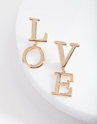 Gold "LOVE" Split Drop Earrings - link has visual effect only