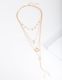 Gold Semi-Precious Multi Layer Necklace - link has visual effect only