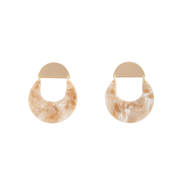 Gold Neutral Crescent Acrylic Earrings