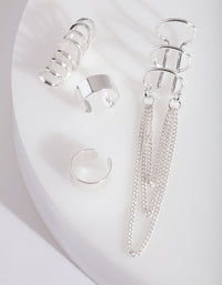 Silver Chain Tassel Ear Stack - link has visual effect only