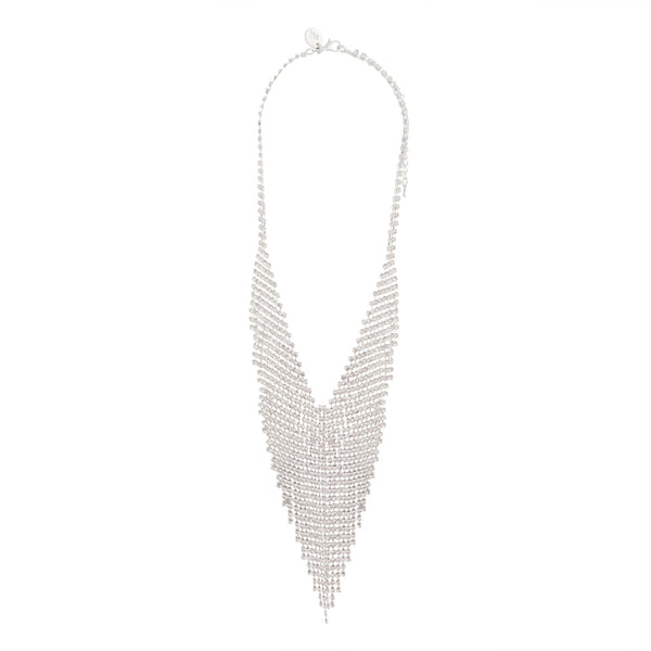 Silver Short Diamante Cascade Necklace
