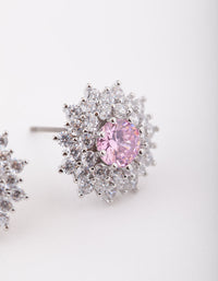 Diamond Simulant Flower Cluster Stud Earrings - link has visual effect only