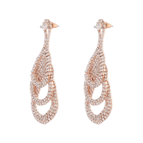 Rose Gold Thick Diamante Loop Earrings