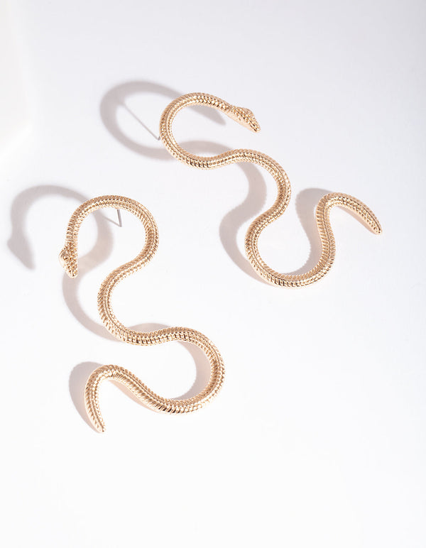Gold Snake Swirl Earrings