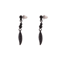 Black Metal Bead Feather Drop Earrings - link has visual effect only