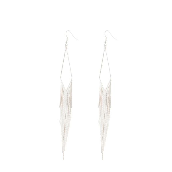Silver Kite Fringe Chain Earrings