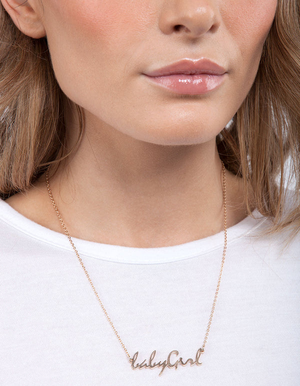 Gold "Baby Girl" Charm Necklace