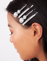 Silver Pearl Diamante Clip Duo - link has visual effect only