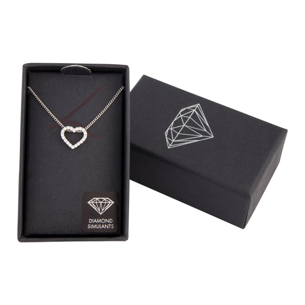 Pave Open Heart Pendant Necklace
