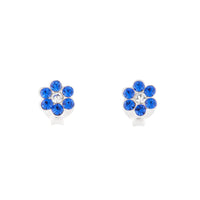 Sterling Silver Blue Diamante Flower Stud - link has visual effect only