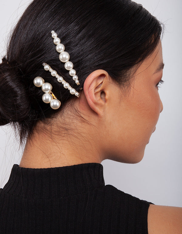 Gold Multi Pearl Pin 4 Pack