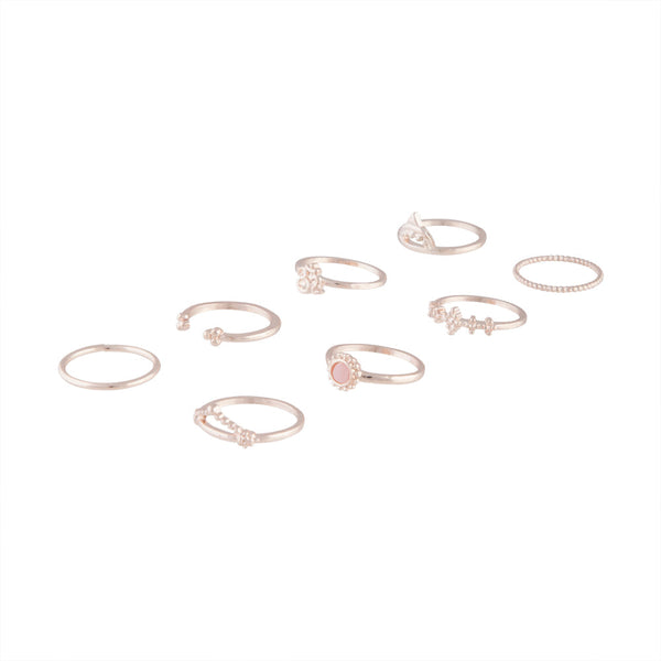 Rose Gold Fine Embellished Ring Pack